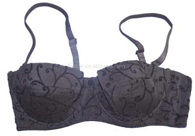 Gold Shining Flocking Mesh Balconette Bra P001 (Gold Shining Flocking Mesh Balconette Bra P001)