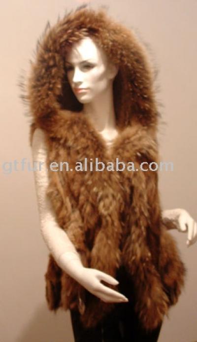 Knitted raccoon/racoon fur waistcoat (Трикотажное Енот / жилет мех енота)