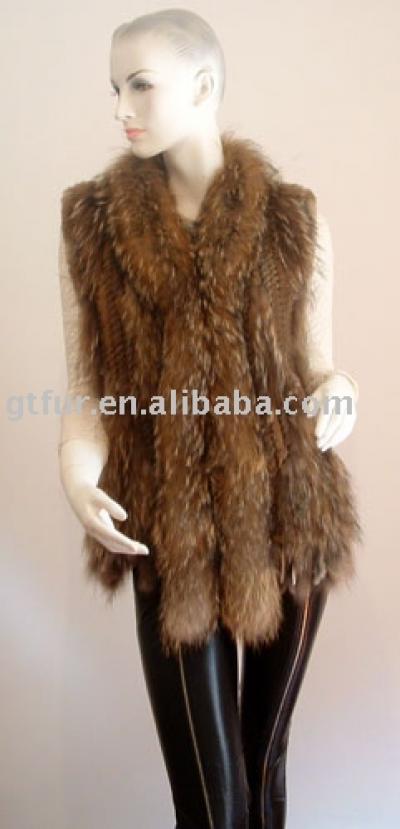 Knitted raccoon/racoon fur waistcoat (Трикотажное Енот / жилет мех енота)