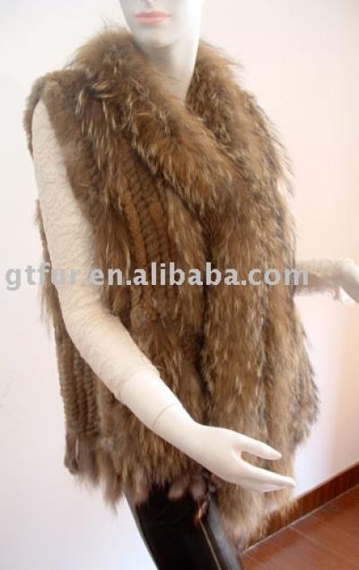 Knitted raccoon/racoon fur waistcoat (Трикотажное Енот / жилет мех енота)
