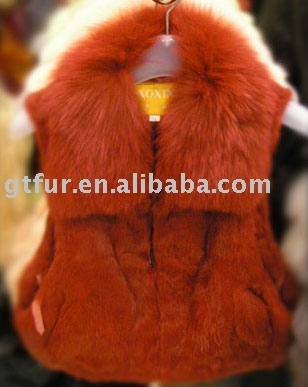 rabbit fur waistcoat with fox collar (кролик жилет с мехом лисы воротник)