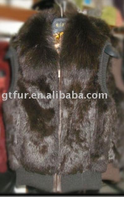 rabbit fur waistcoat with fox collar (кролик жилет с мехом лисы воротник)