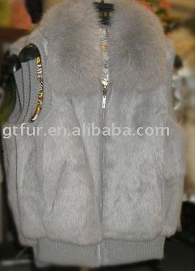 rabbit fur waistcoat with fox collar (кролик жилет с мехом лисы воротник)