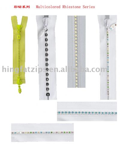 Multicolored rhinestones zippers (Bunte Strass Reißverschlüsse)
