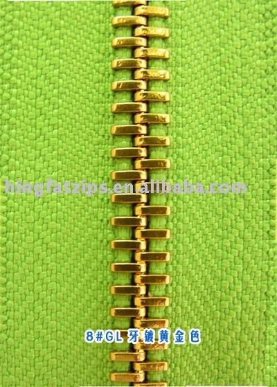 M 8# zipper with GL teeth plated gold (M 8 # Reißverschluss mit GL Zähne vergoldet)