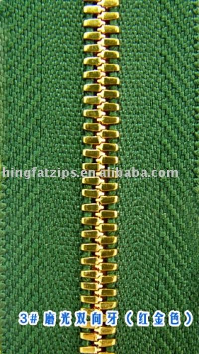 M 3# red golden zipper with polish corn shape teeth (M 3 # rot goldenen Reißverschluss mit polnisch Mais Form Zähne)
