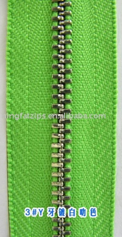 Metal 3# zipper with Y teeth plated nickle (Metal 3 # Reißverschluss mit Y Zähne Nickel plated)