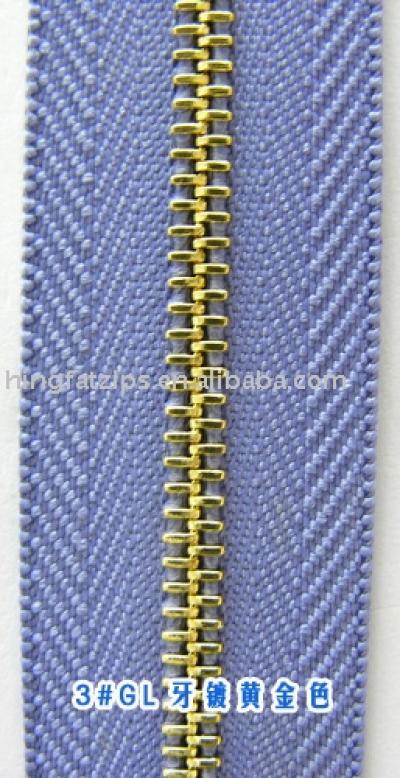 M3# GL teeth plated gold zipper (M3 # GL Zähne vergoldet Reißverschluss)