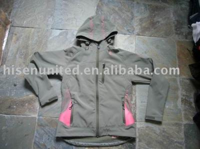 Lady `s Outdoor-funktionale Soft Shell Jacke mit Kapuze (Lady `s Outdoor-funktionale Soft Shell Jacke mit Kapuze)