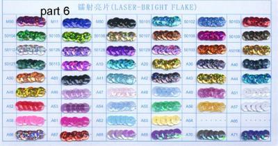 The colour chart for laser sequins* (Le code des couleurs pour les paillettes laser *)