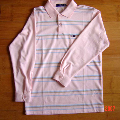 Men`s long sleeve feeder stripe pique polo shirt (Men`s long sleeve feeder stripe pique polo shirt)