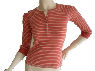 Ladies` T-shirt, round neck, strip, 1/2 long sleeve (Ladies` T-shirt, round neck, strip, 1/2 long sleeve)