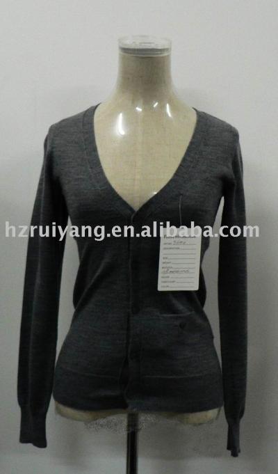 KD-12 Ladies` deep V neck cardigan (KD-12 Ladies `cardigan col en V profond)