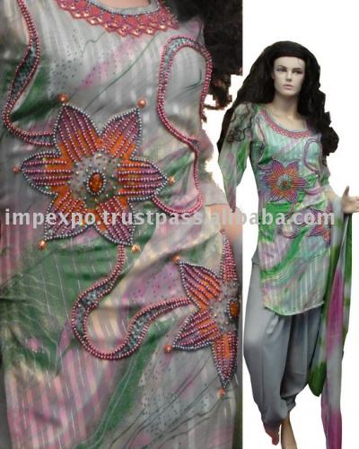 Ladies Shalwar Kameez (Aankh Design: Beads Work) (Ladies Shalwar Kameez (Aankh Design: Beads Work))