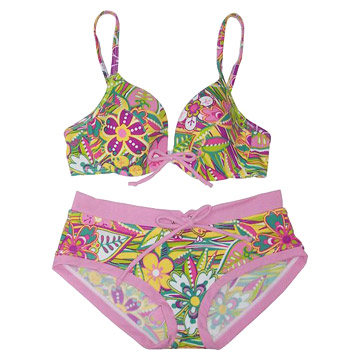 Printed Padded Bikini Top with Matching Pants (Printed Padded Bikini Top with Matching Pants)