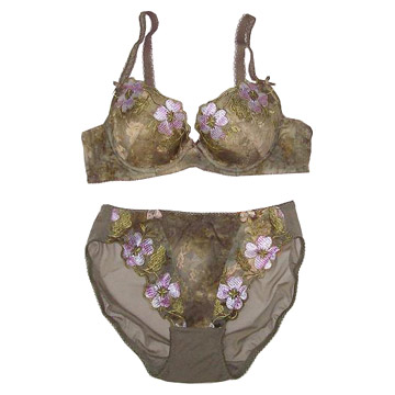 Printed Embroidery Bras with Matching Briefs (Printed Embroidery Bras with Matching Briefs)