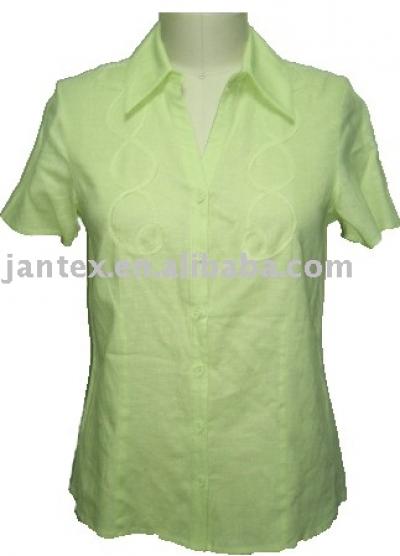 LINEN VISCOSE APPLIQUED EMB blouse (LINEN VISCOSE APPLIQUED EMB blouse)