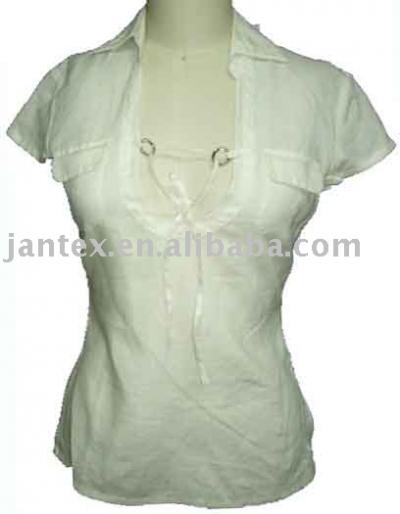 pure linen fashion open-neck shirt (pure linen fashion open-neck shirt)
