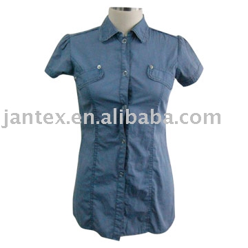 Garment dyed cotton poplin shirt (Garment dyed cotton poplin shirt)