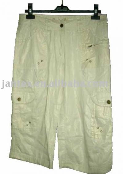 Metallic linen cotton crop Trousers (Metallic linen cotton crop Trousers)