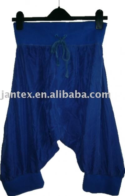 silk habotai hip hangers with rib waistband (silk habotai hip hangers with rib waistband)