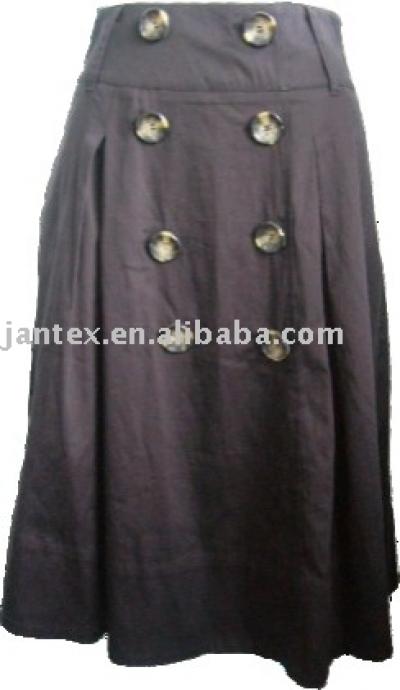 elastic cotton satin skirt with big button (élastique en coton satiné jupe à gros bouton)