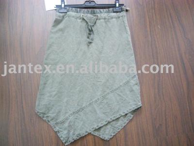 ladies` linen cotton skirt with garment pigment dye and heavy enzyme wash (Damen Baumwoll-Bettwäsche "Rock mit Kleidungsstück Pigmentfarbstoff und s)