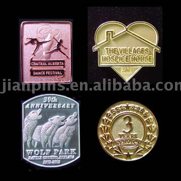 Die struck without coloring lapel pins