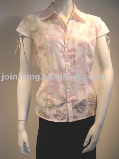 Style: cap sleeve blouse Fabric: CVC burn-out finish (Style: cap sleeve blouse Fabric: CVC burn-out finish)
