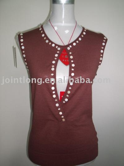 JL-1073 Ladies Beading Knitted tank top, Component: Ramie/Cotton 55/45 (JL-1073 Sehr geehrte Damen Friesen Knitted Tank Top, Component: Ramie / Cotton 5)