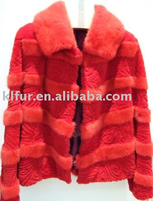 rex rabbit fur coat with fox fur collar (rex rabbit fur coat with fox fur collar)
