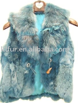 rex rabbit fur coat with fox fur collar (rex rabbit fur coat with fox fur collar)