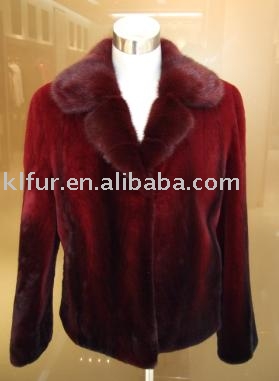 rex rabbit fur coat with mink fur collar (rex rabbit fur coat with mink fur collar)
