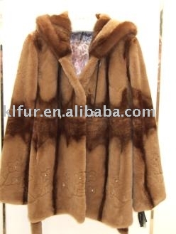 rex rabbit fur coat with mink fur collar (rex rabbit fur coat with mink fur collar)
