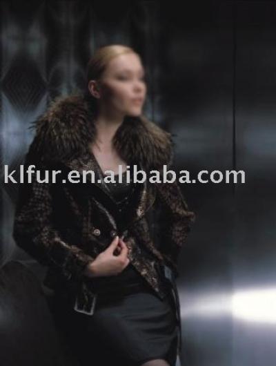 Sheep leather Jacket With Raccoon Fur Collar (Sheep leather Jacket With Raccoon Fur Collar)