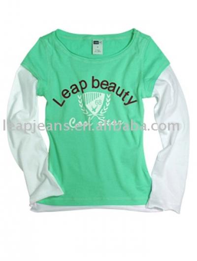 Long sleeves faux girl`s open neck T-shirt (2361005) (Long sleeves faux girl`s open neck T-shirt (2361005))