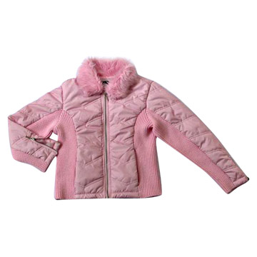 Girls `Nylon-Jacke mit Knit Trimmen (Girls `Nylon-Jacke mit Knit Trimmen)