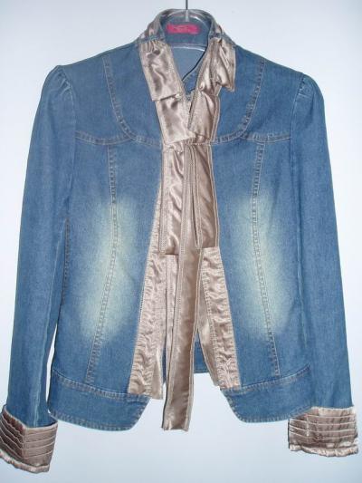 Jean-Jacke mit Satin Krawatten (Jean-Jacke mit Satin Krawatten)