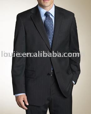 Black Flat Front Shadow Stripe Suit (Черный плоский фронт Shadow Stripe Suit)
