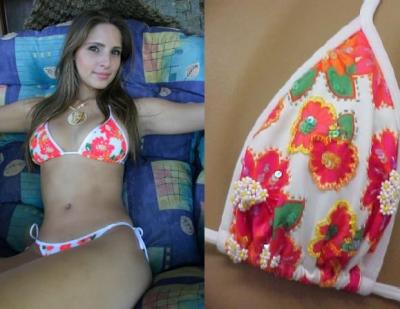 Hand Embroidered Floral Bikini (Hand Embroidered Floral Bikini)