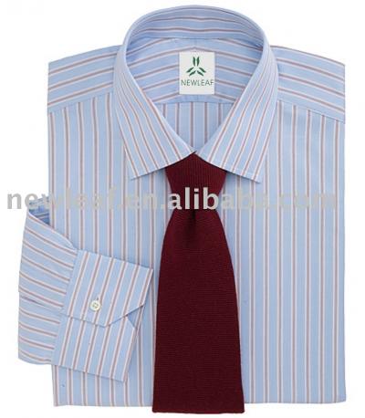 Blue Twill with Burgundy Stripe Luxury Dress Shirt (Blue Twill with Burgundy Stripe Luxury Dress Shirt)