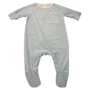 Baby`s Striped Velour Cloth Romper (Baby`s Striped Velour Cloth Romper)