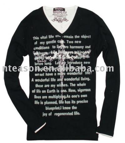 double collar COTTON sportswear with printed cross design (double collar COTTON sportswear with printed cross design)