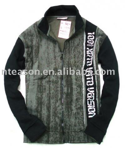 Stand collar flannelette t shirt with Fastener (Stand collar flannelette t shirt with Fastener)
