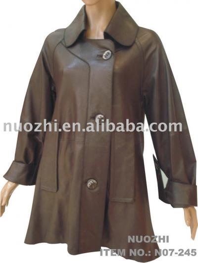 Classical Ladies` Leather Cape Coat (Classical Ladies` Leather Cape Coat)