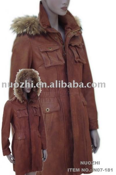 Women`s Leather Long Coat With Furs (Women`s Leather Long Coat With Furs)