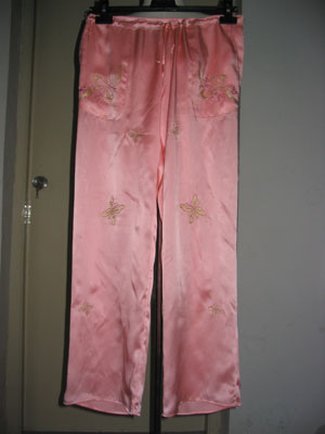 100% silk satin embroidery pajama trousers (100% silk satin embroidery pajama trousers)