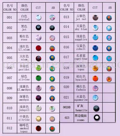 Koreanisch Hot Fix Strass-Farbkarte (Koreanisch Hot Fix Strass-Farbkarte)