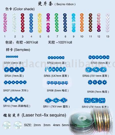 iron-on sequin shape and color (Eisen-Pailletten auf Form und Farbe)