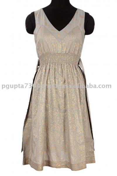 Cotton Gold Printed Dress (Cotton Gold Printed Dress)